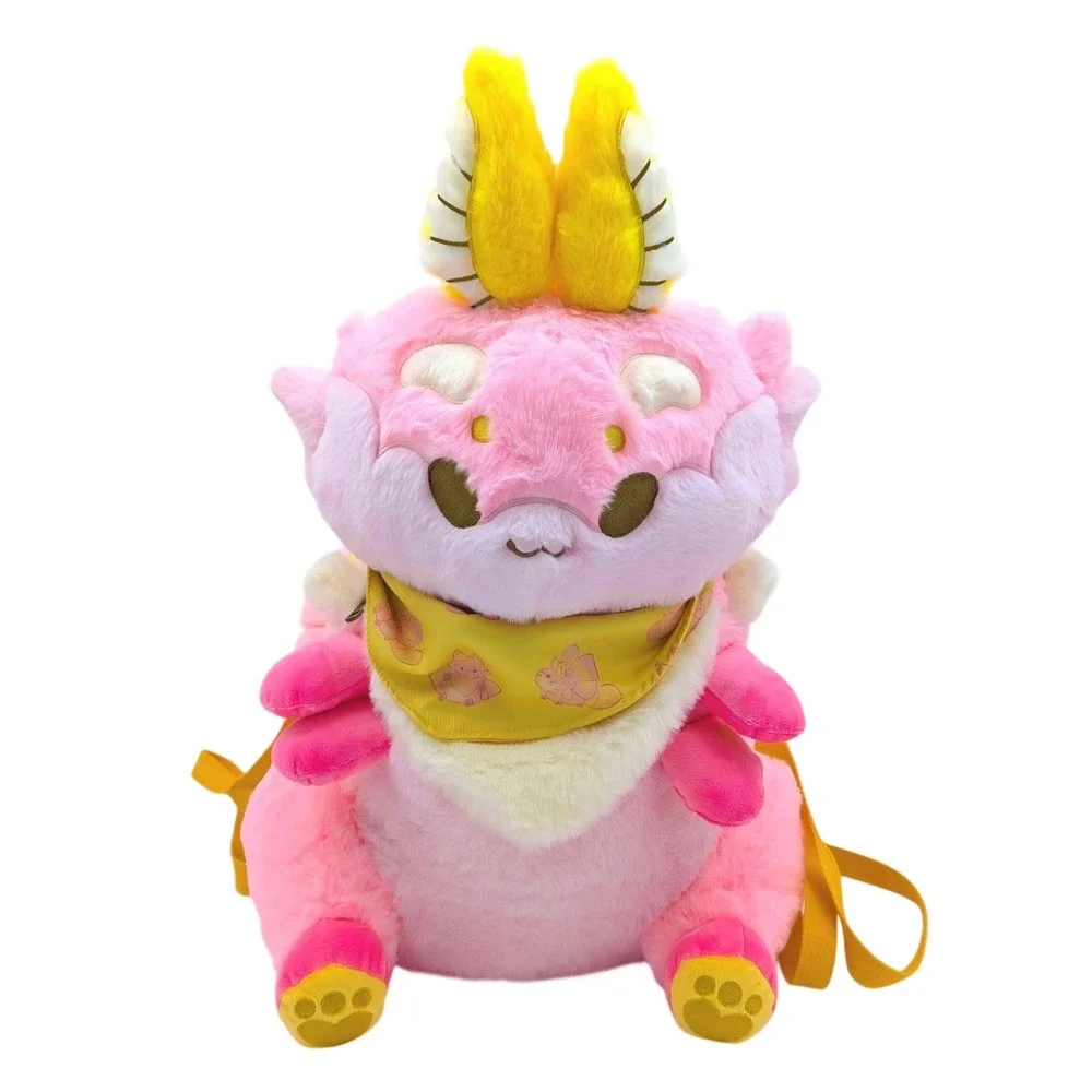 Little Softs Snug-Alongs Pink Dragon Plush Backpack NWT‎ Yellow Bandana Wings